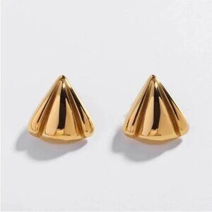 New! Anthropologie Haven Mayhem Pointelle Gold Earrings NWOT  Gold